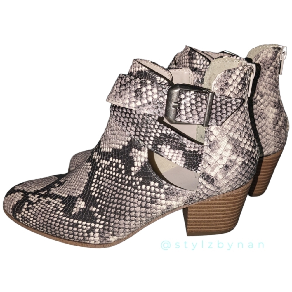 Fergalicious Snake Pattern Ankle Boots NWOB